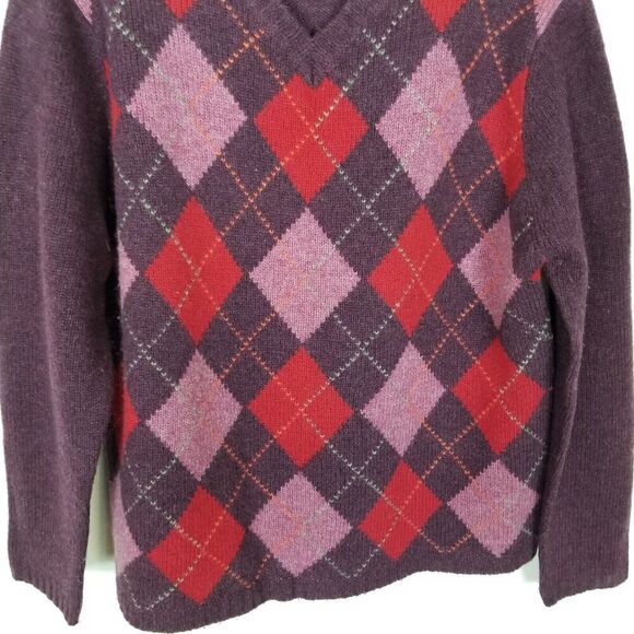 Field Gear Women Shetland Wool Diamond Sweater Pullover Sz M Purple Warm - Picture 3 of 6